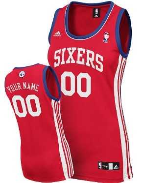 Women%27s Customized Philadelphia 76ers Red Jersey->customized nba jersey->Custom Jersey